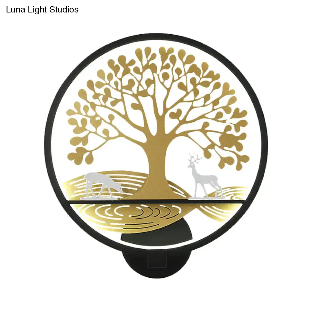 Black Tree Life Wall Lamp