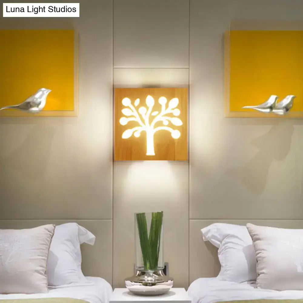 Wood Tree Silhouette Wall Sconce
