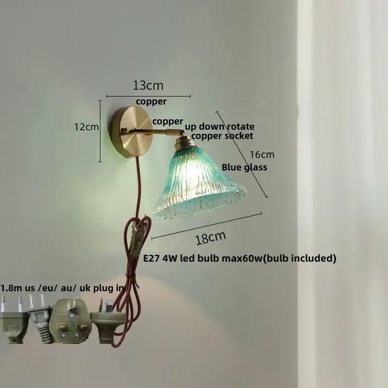 Turquoise Glass Wall Sconce