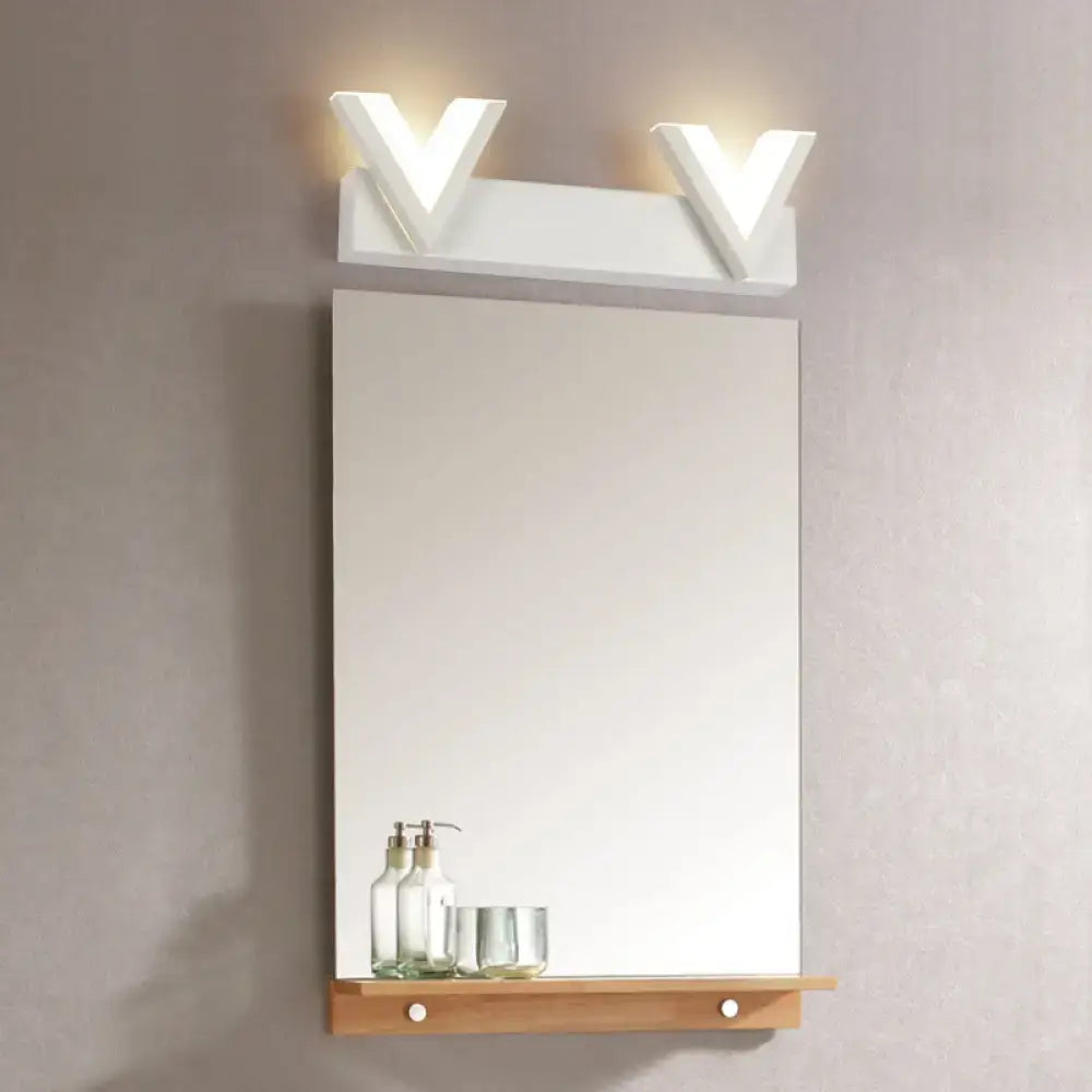 White V-Shape Vanity Light
