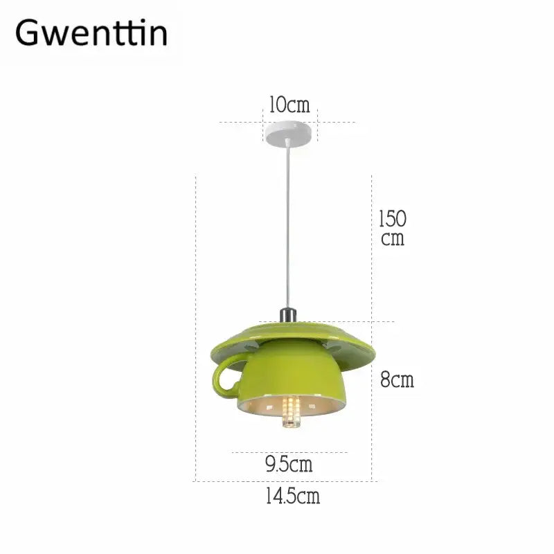 Ceramic Cup Pendant Light in Vibrant Colors