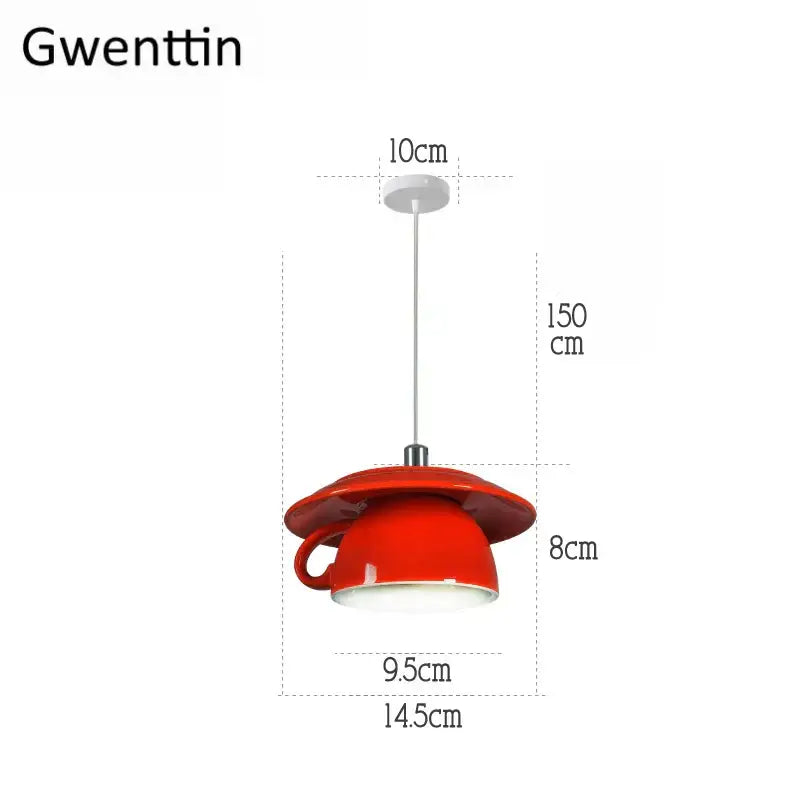 Ceramic Cup Pendant Light in Vibrant Colors