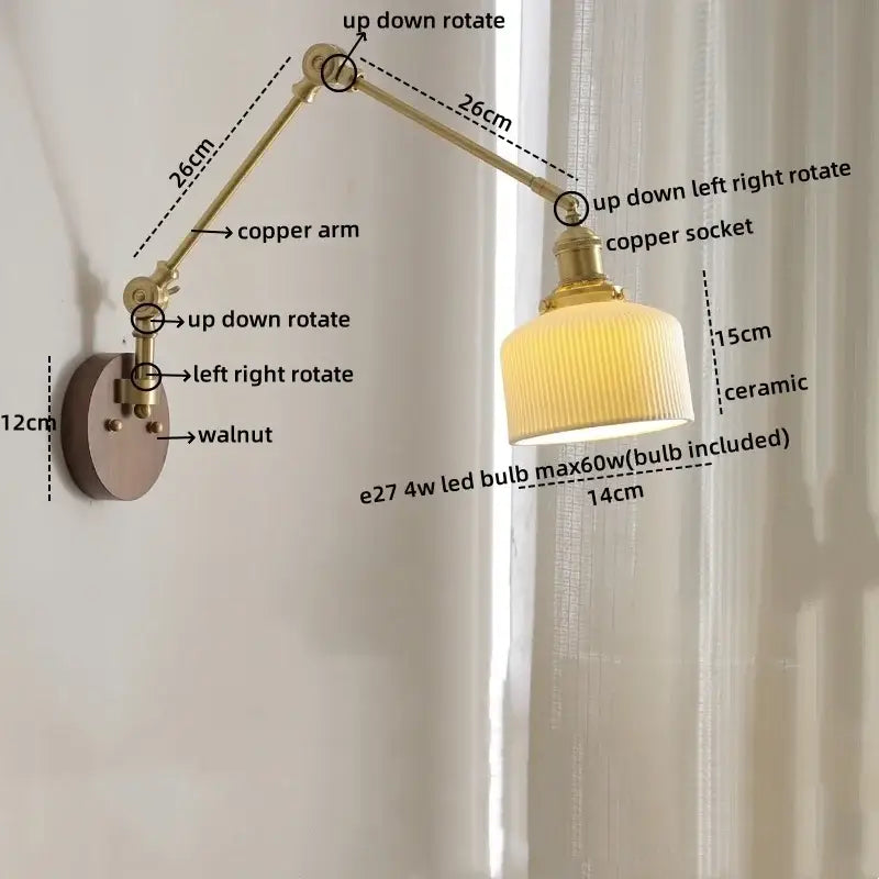 Walnut Brass Glass Sconce