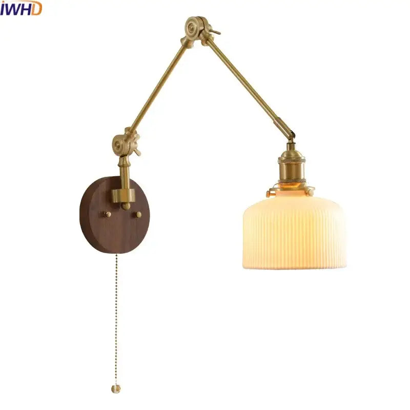 Walnut Brass Glass Sconce