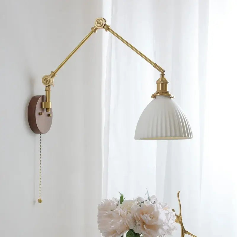 Walnut Brass Glass Sconce
