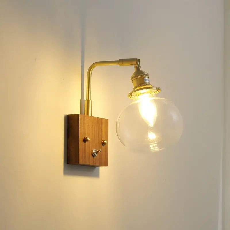 Walnut Copper Glass Sconce