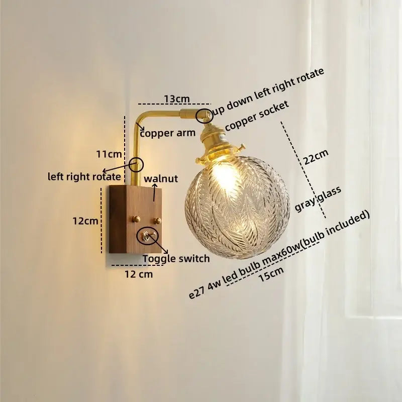 Walnut Copper Glass Sconce