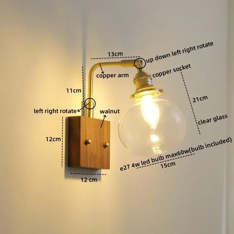 Walnut Copper Glass Sconce