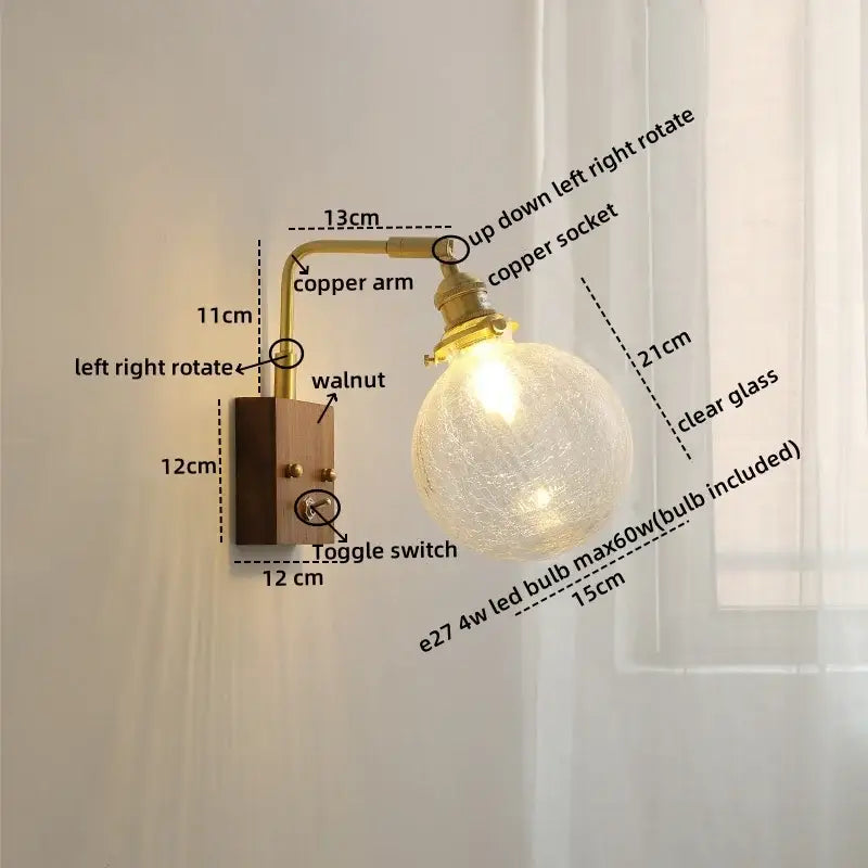 Walnut Copper Glass Sconce