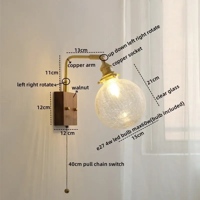 Walnut Copper Glass Sconce