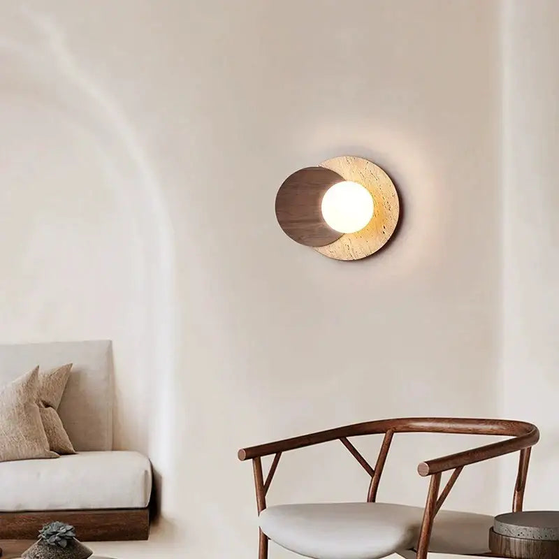 Walnut Circular Wall Sconce