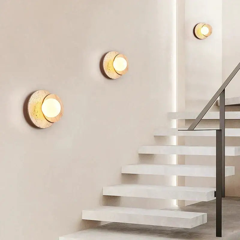 Walnut Circular Wall Sconce