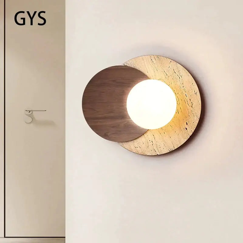 Walnut Circular Wall Sconce