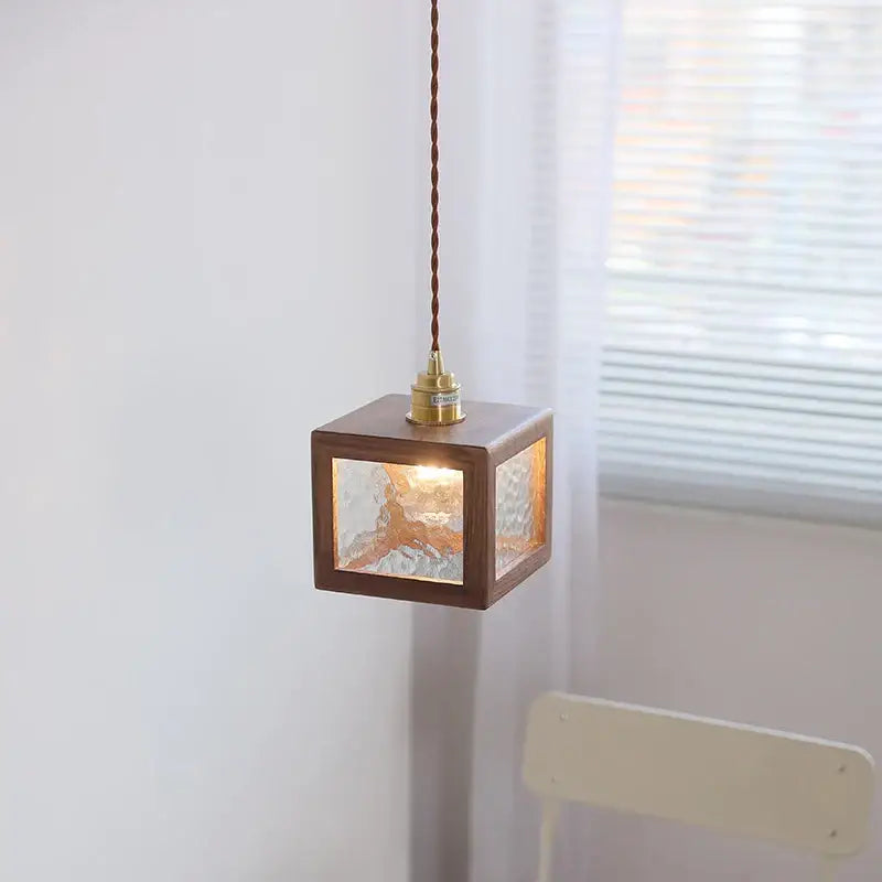 Walnut Glass Cube Pendant