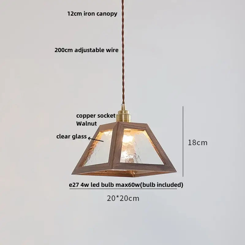 Walnut Glass Cube Pendant