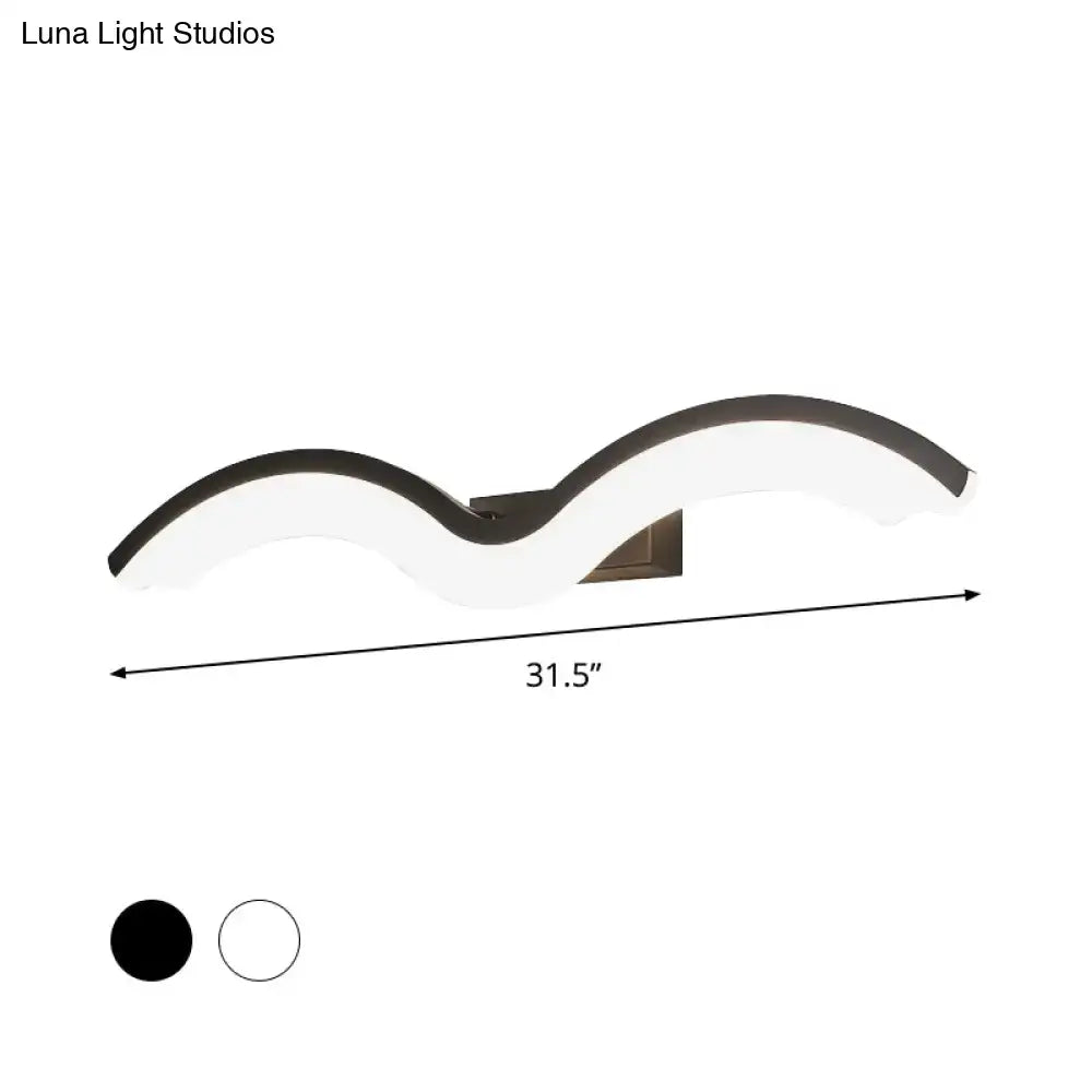 Black White Wave Wall Sconce