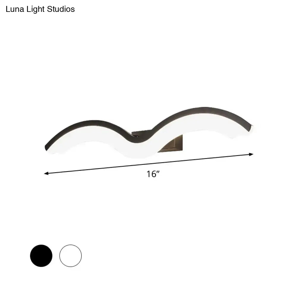 Black White Wave Wall Sconce