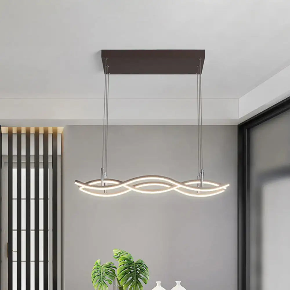 Coffee Wavy Linear LED Island Pendant