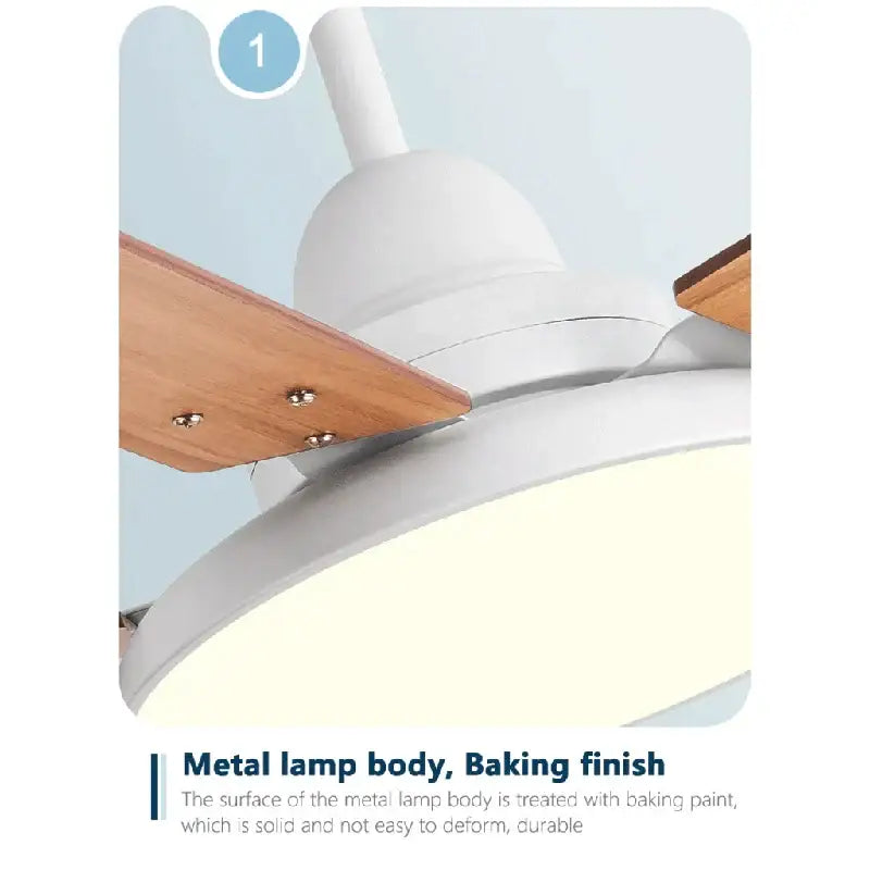White Wooden Five-Blade Ceiling Fan