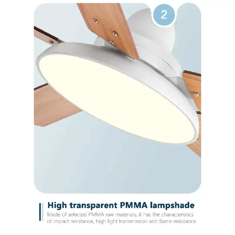 White Wooden Five-Blade Ceiling Fan