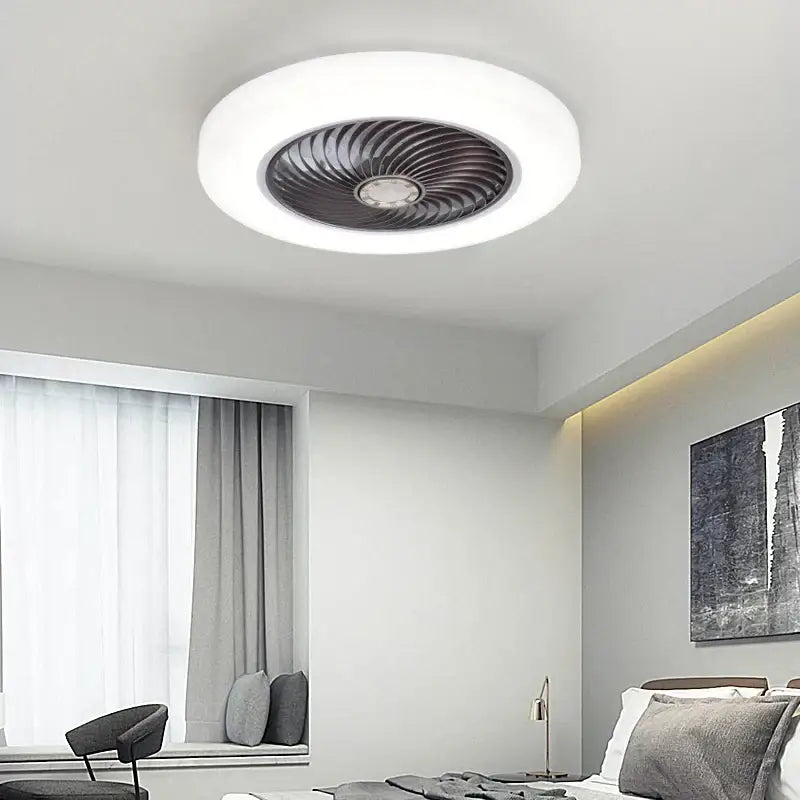 White Smart Retractable-Blade Ceiling Fan