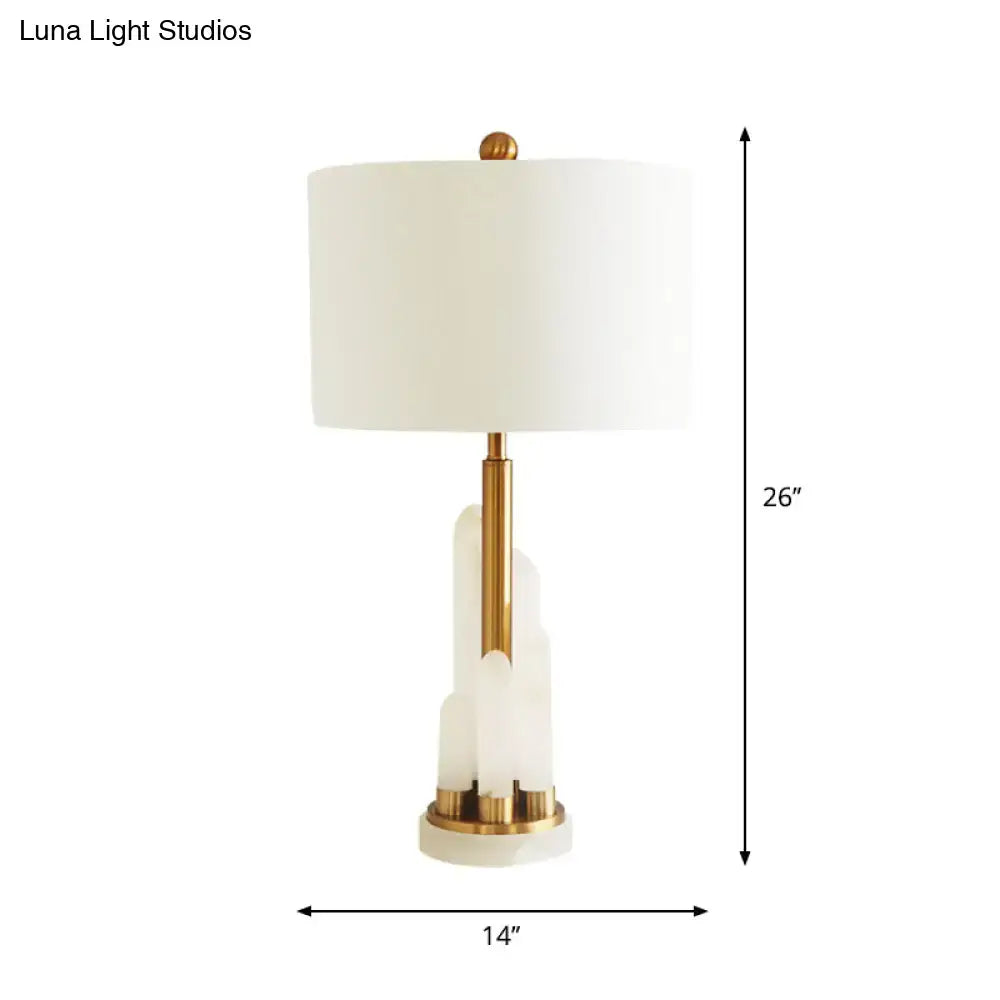 White Alabaster Drum Lamp
