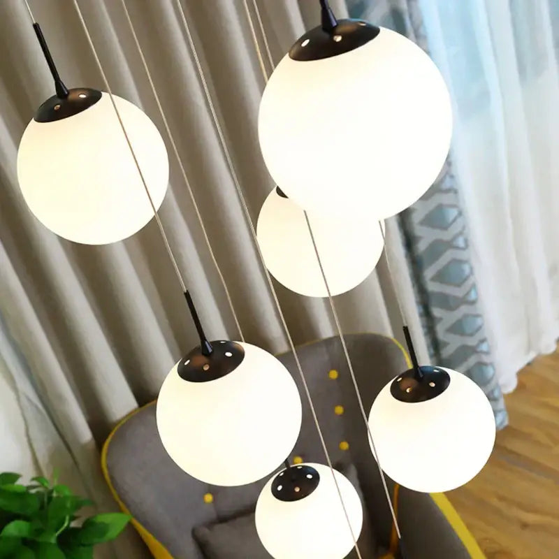 Cream Glass Ball Chandelier