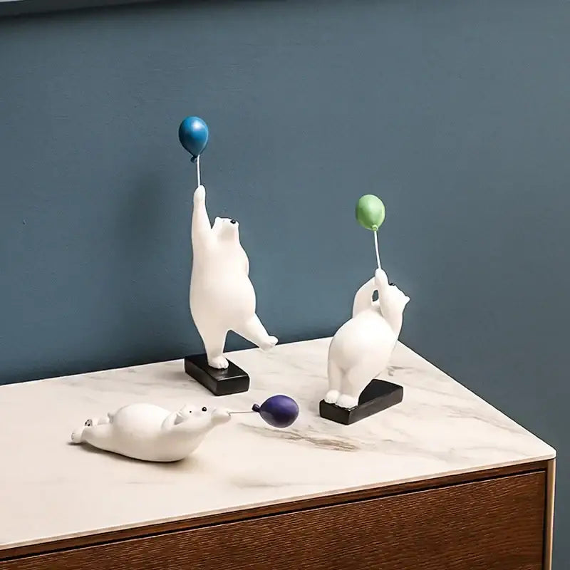 Flying Bear Balloon Figurine