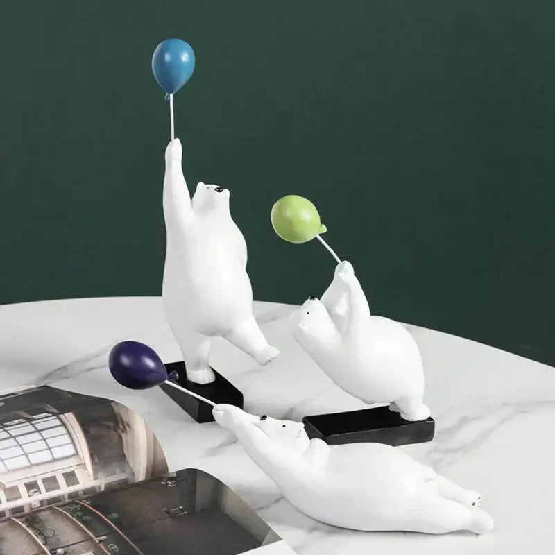 Flying Bear Balloon Figurine