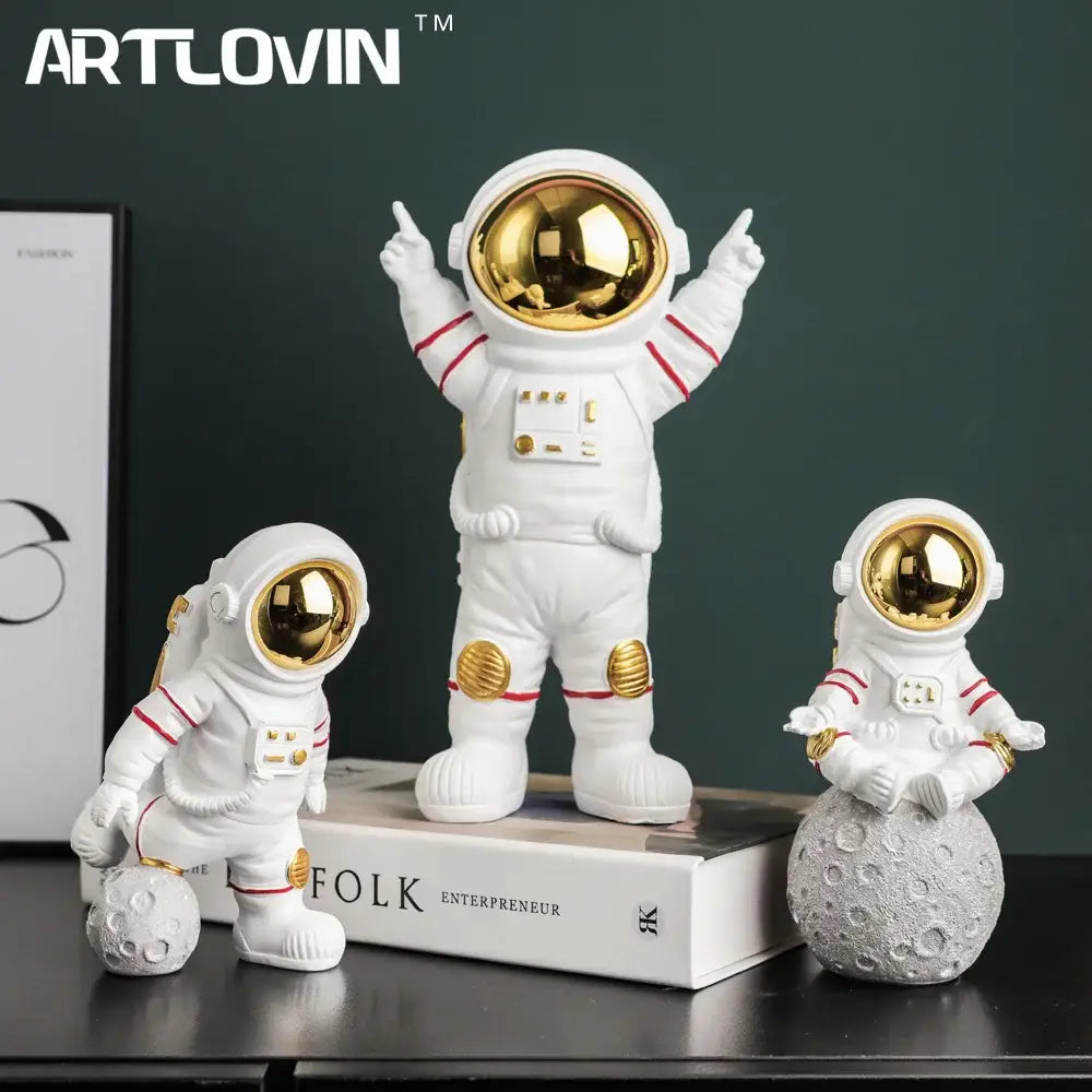 Gold Astronaut Figurines Decor