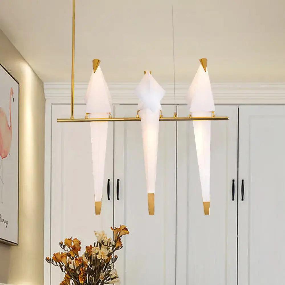 Gold Bird Plastic Five-Light Island Pendant