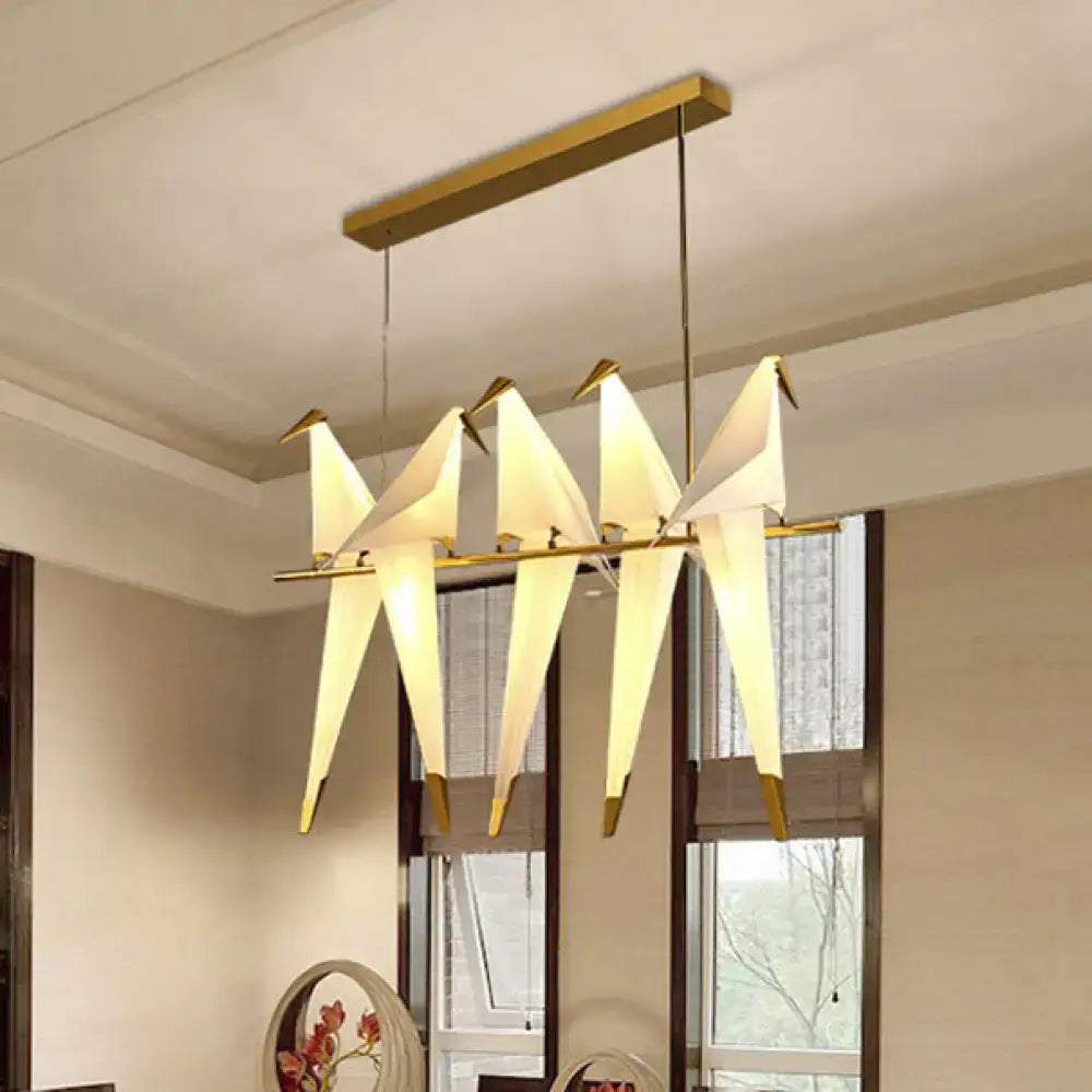 Gold Bird Plastic Five-Light Island Pendant