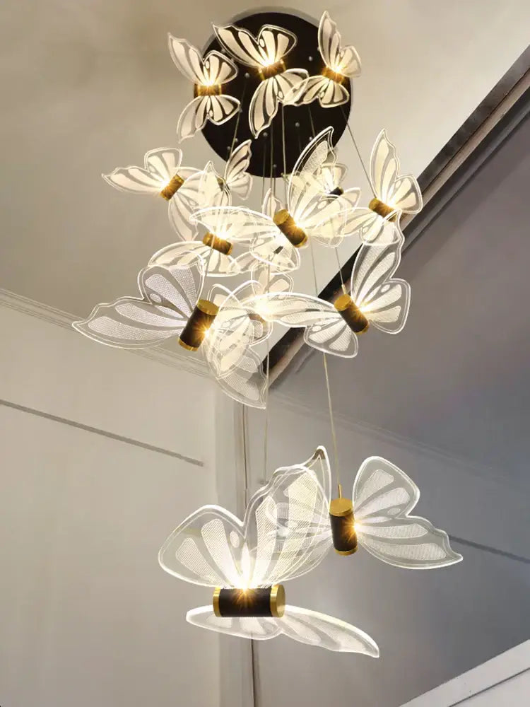 White Gold Butterfly Chandelier 35-Light Design
