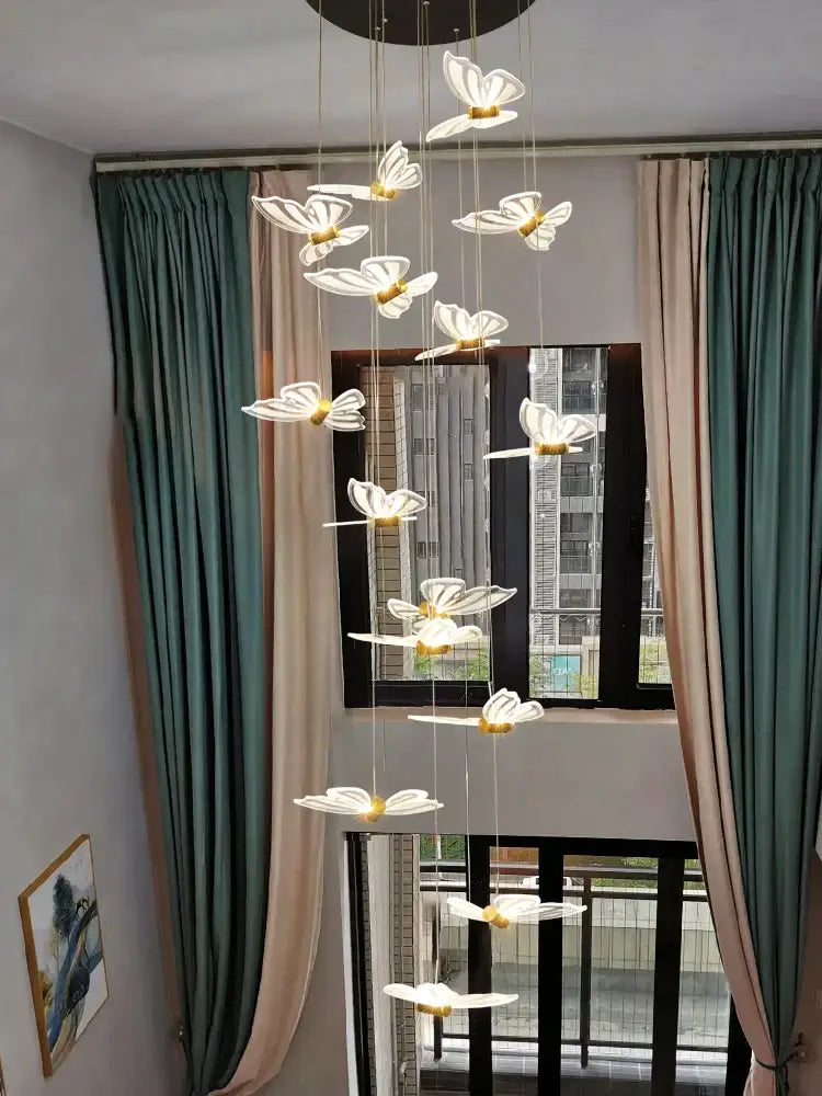 White Gold Butterfly Chandelier 35-Light Design