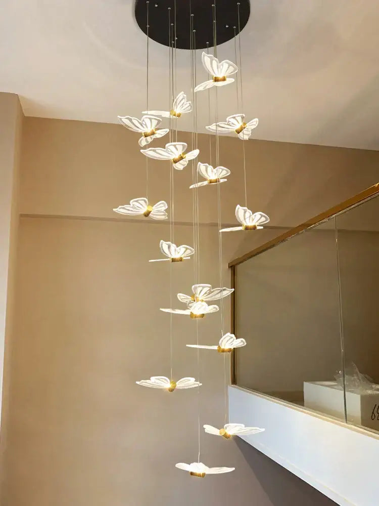 White Gold Butterfly Chandelier 35-Light Design