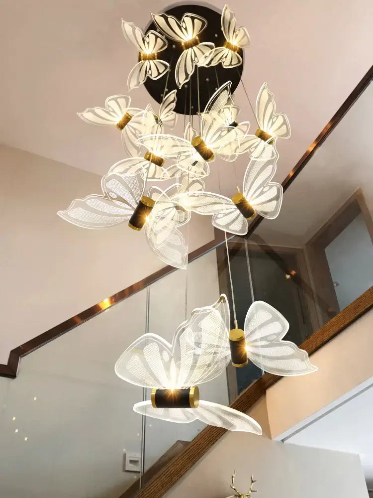 White Gold Butterfly Chandelier 35-Light Design