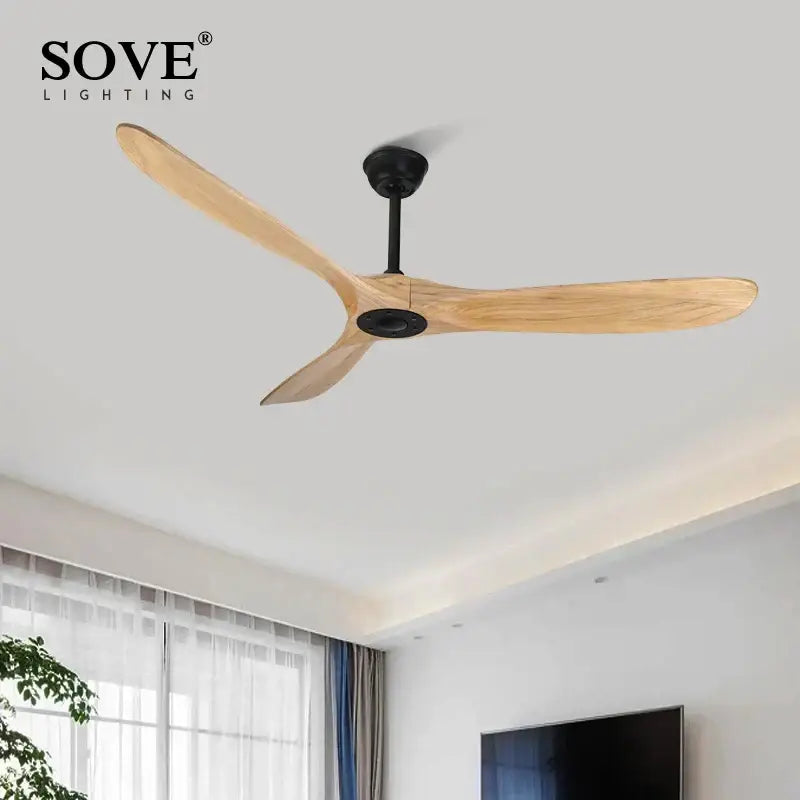 White Wood 60-Inch Remote Ceiling Fan