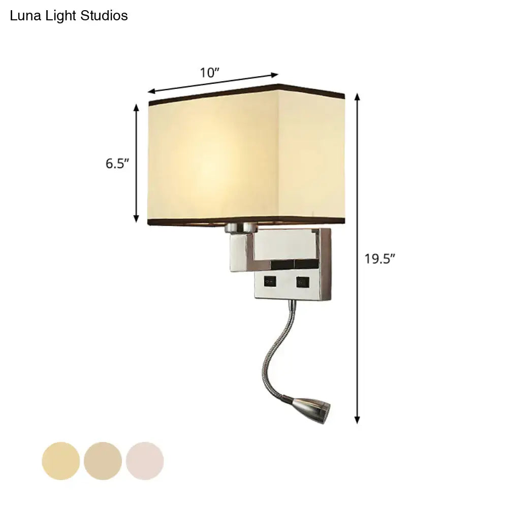 Beige Fabric Charging Port Wall Sconce