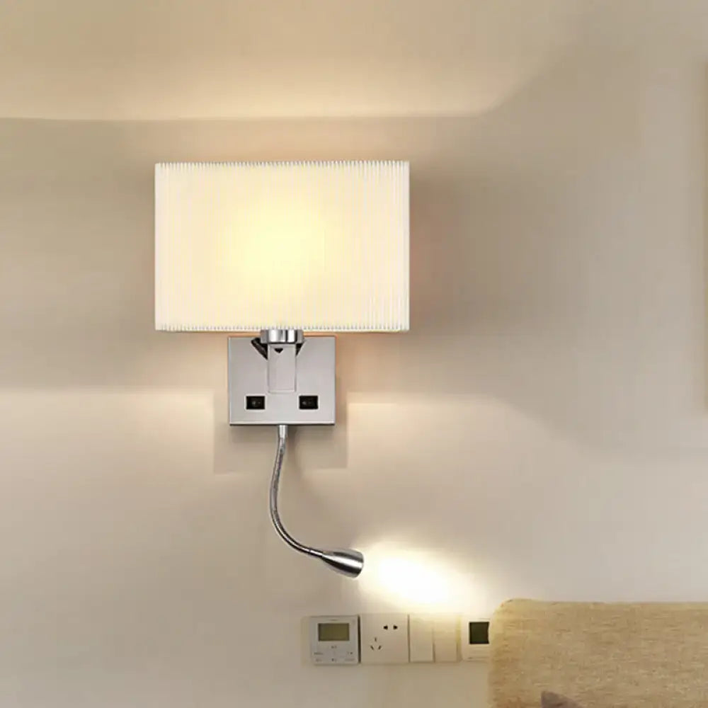 Beige Fabric Charging Port Wall Sconce