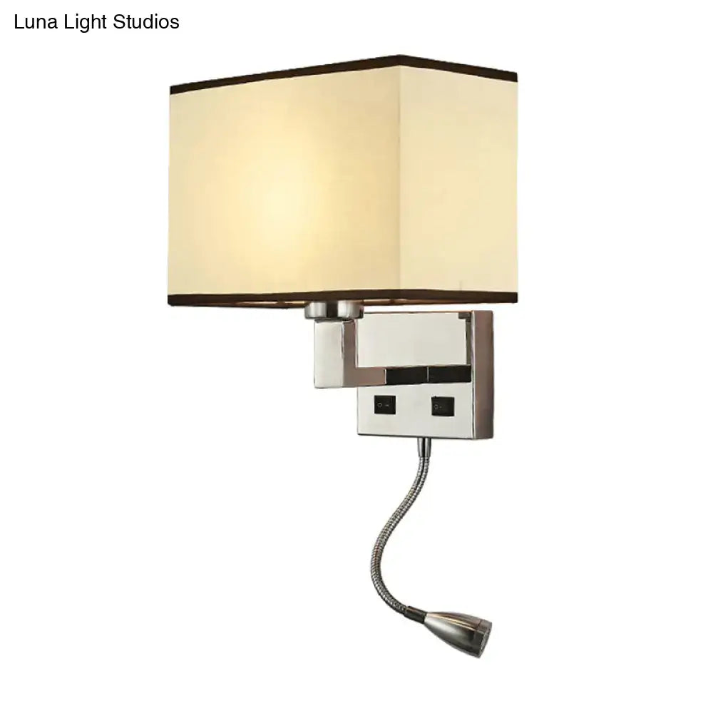 Beige Fabric Charging Port Wall Sconce