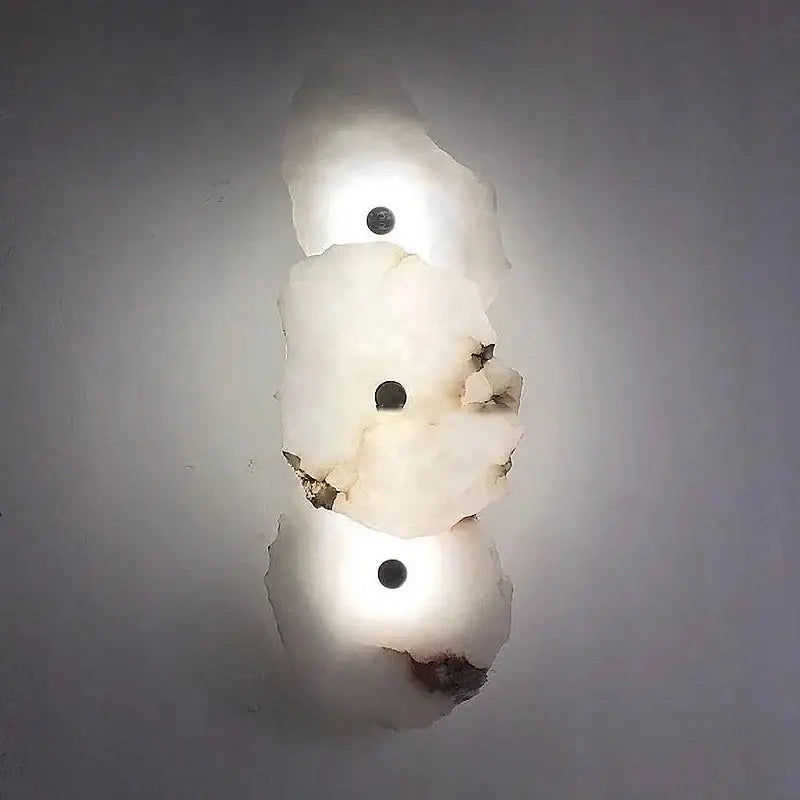White Stone Brass Sconce