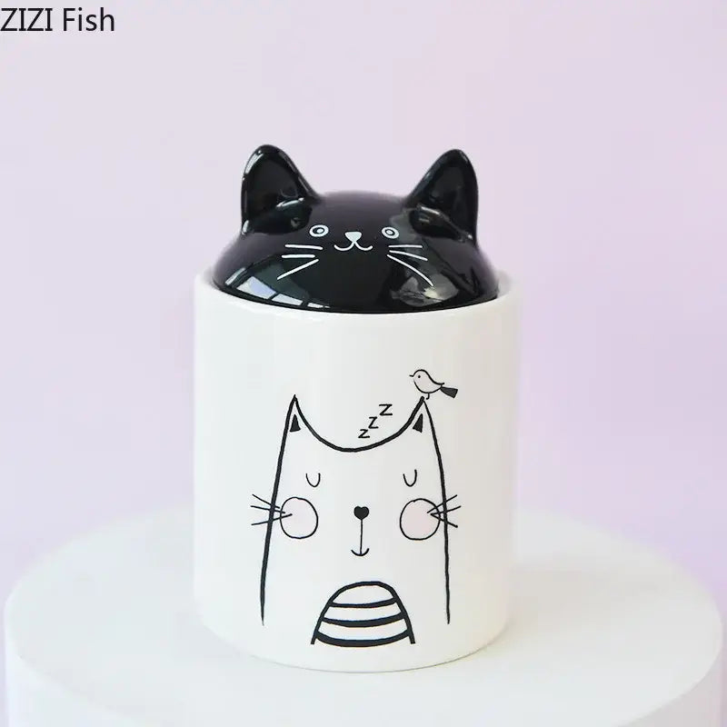 Ceramic Cat Jewelry Jar