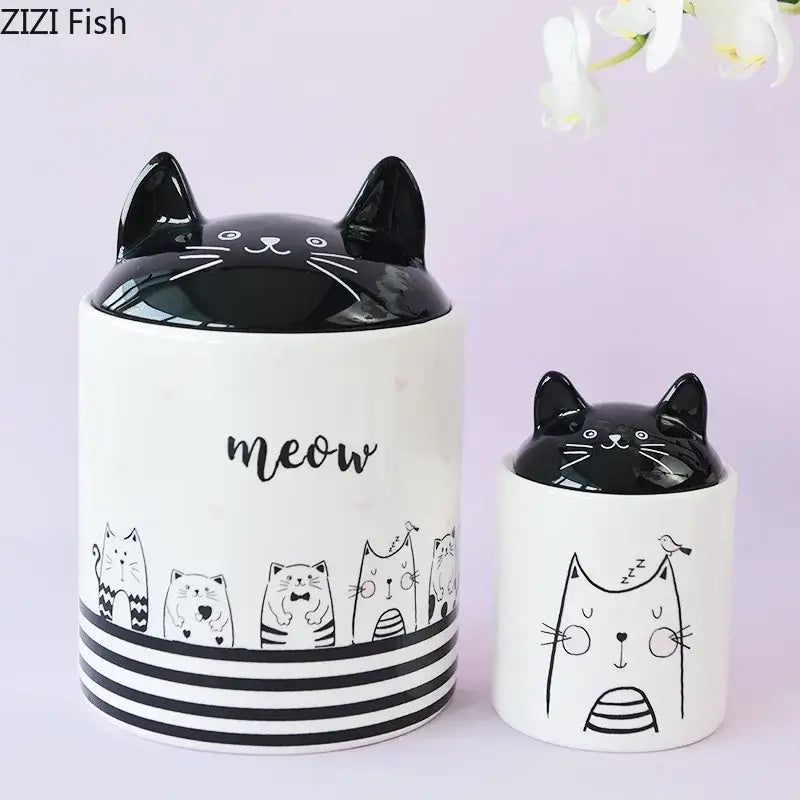 Ceramic Cat Jewelry Jar