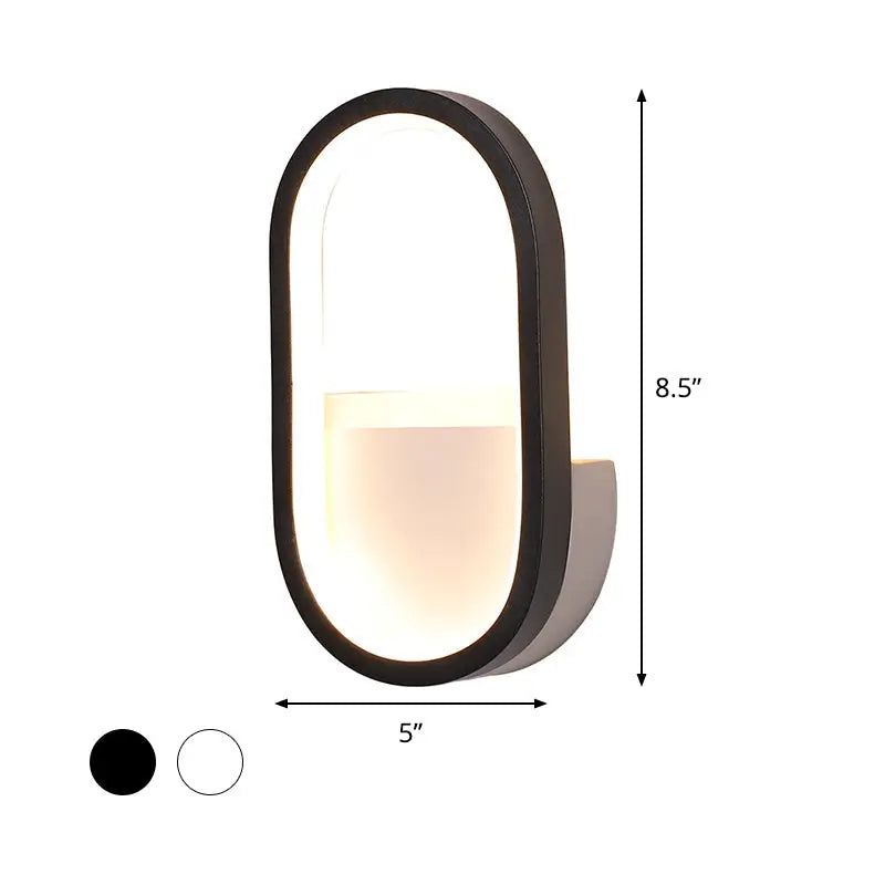 Black White Ellipse Wall Lamp