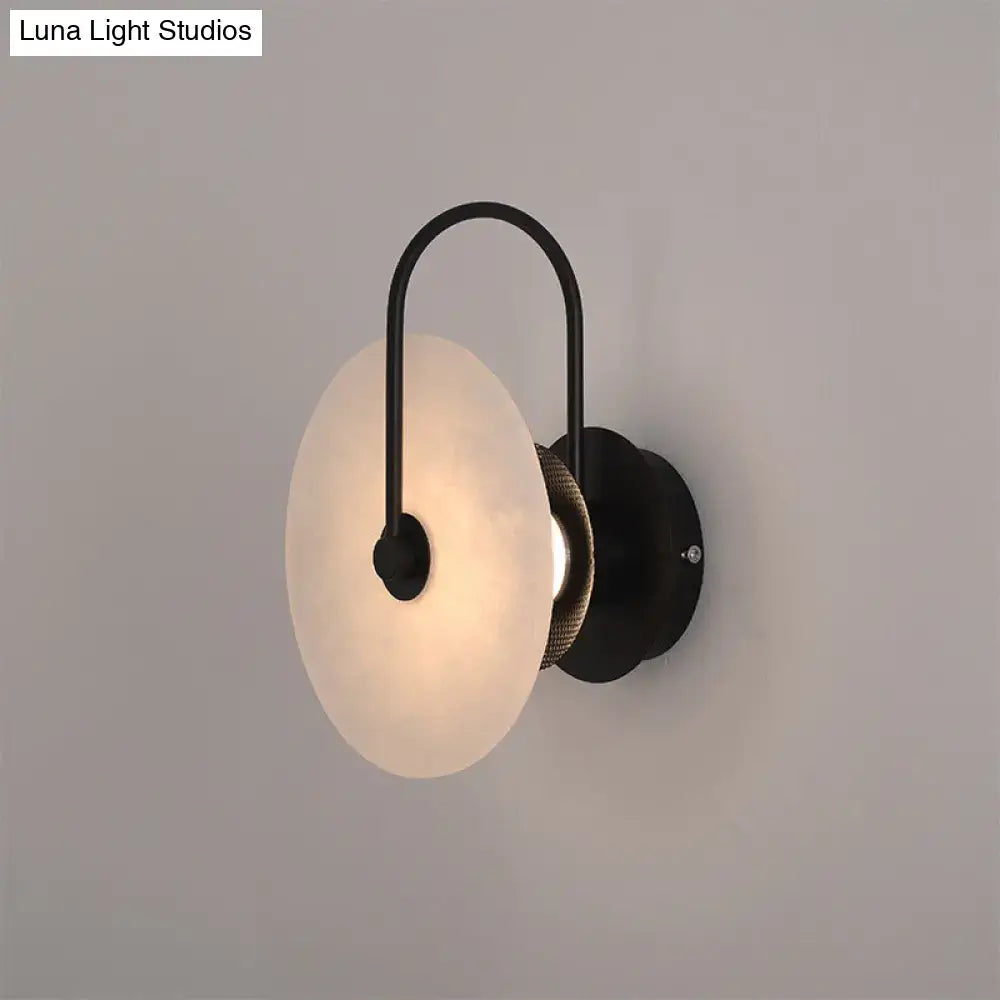 Black Disc Metal 10-Inch Wall Sconce