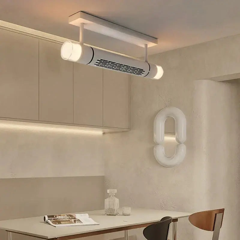 White Bladeless Ceiling Fan with Dual LED Heads