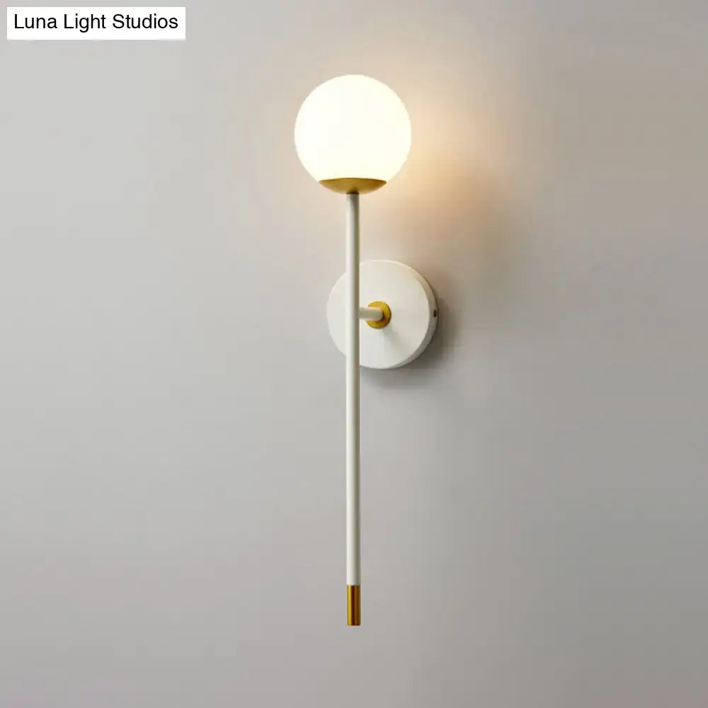 Brass Frosted Long-Arm Wall Sconce