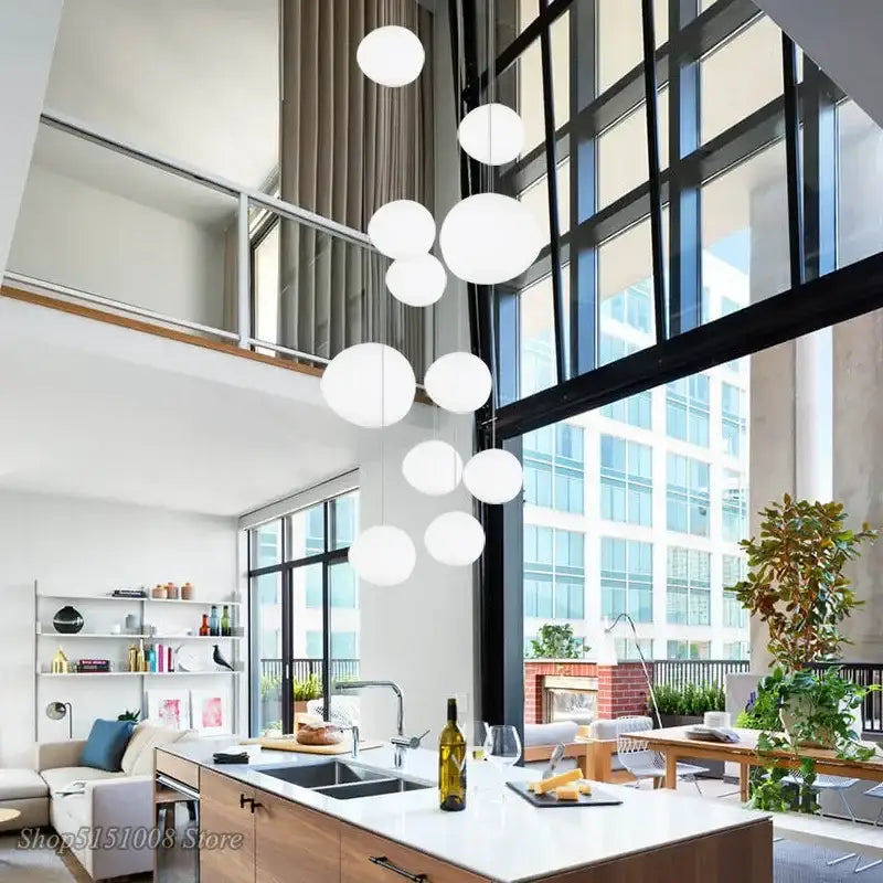 Cascading White Glass Pendant Light 47cm