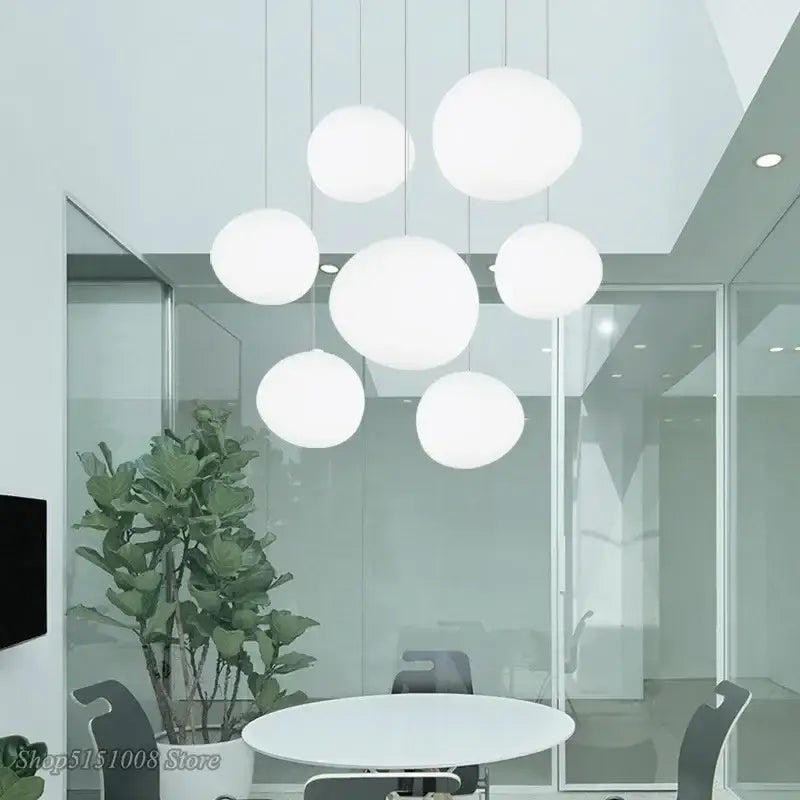 Cascading White Glass Pendant Light 47cm
