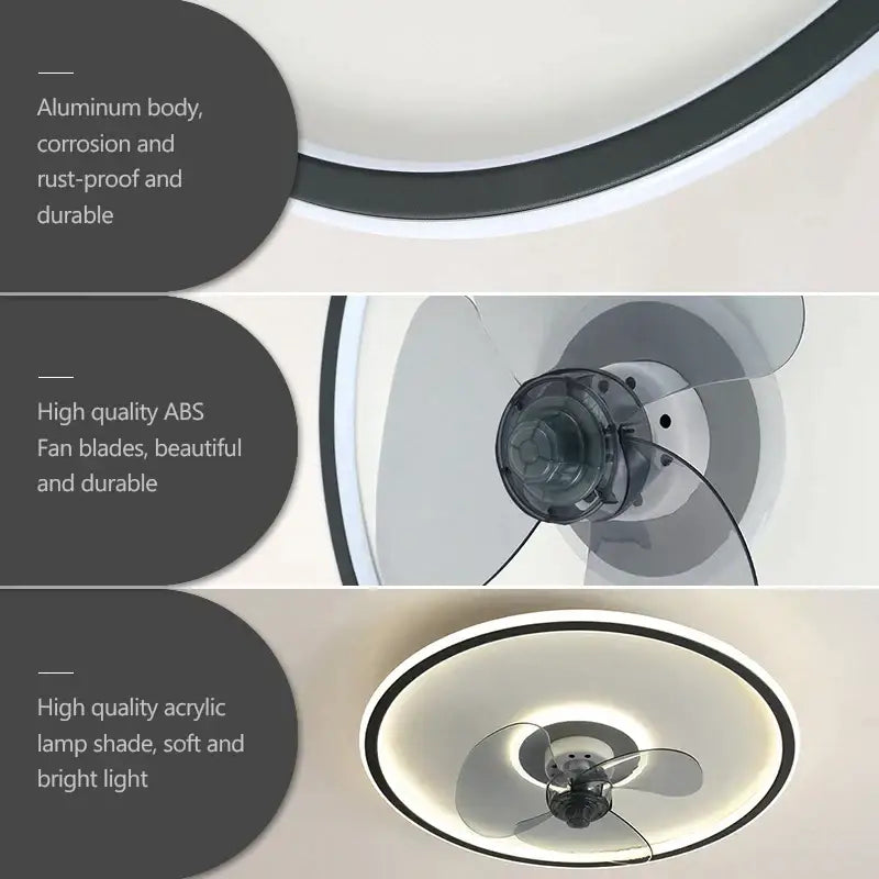 White LED Ceiling Fan with Transparent Blades